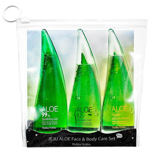 HOLIKA HOLIKA Jeju Aloe Face and Body Care Set (99% Soothing Gel x 55ml, 92% Soothing Gel x 55ml, & Facial Cleansing Foam x 55ml)