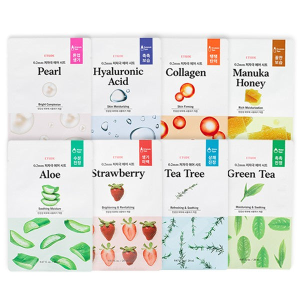 ((Crazy Clearance)) (2021 NEW) ETUDE HOUSE 0.2 Therapy Air Mask (20ml) (2021 NEW) ETUDE HOUSE 0.2mm超薄植物纖維面膜 x5