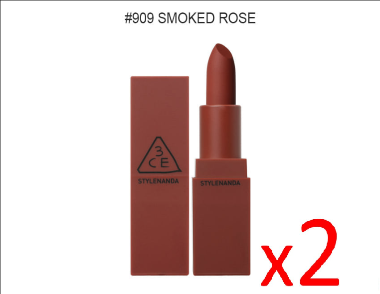 ((Buy 2 for $10.99)) 3CE Mood Recipe Matte Lip Color #909 Smoked Rose 3 CONCEPT EYES 霧面口紅磚紅色 Exp.2023.01.15