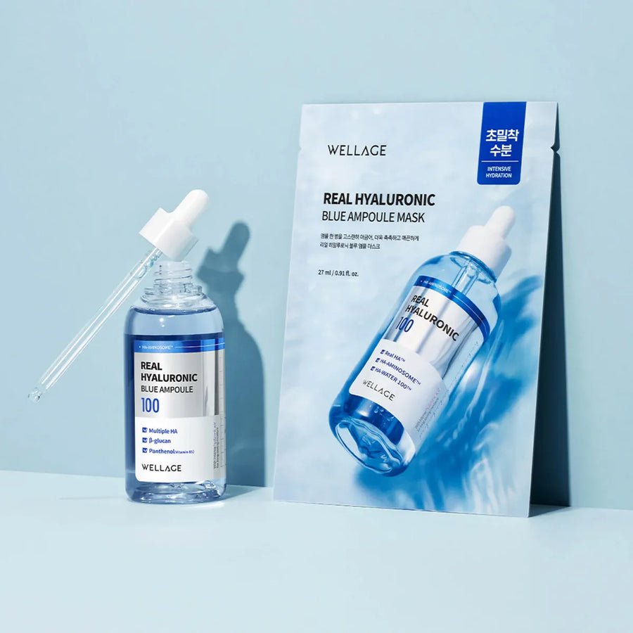 WELLAGE Real Hyaluronic Blue Ampoule Mask (5 sheets)