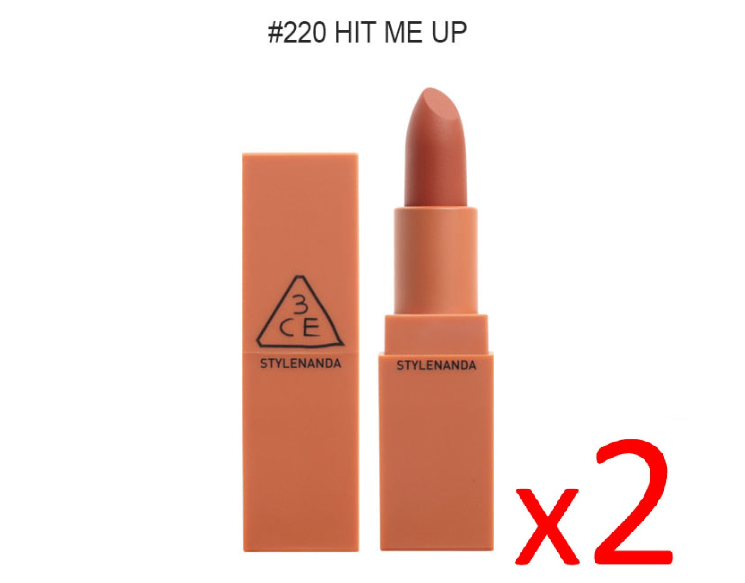 ((Buy 2 for $10.99)) 3CE Mood Recipe Matte Lip Color #220 Hit Me Up 3 CONCEPT EYES 霧面口紅南瓜橘 2023.01.05