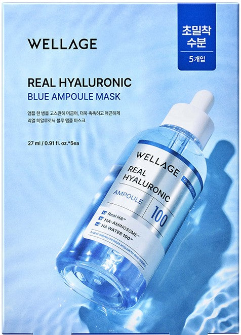 WELLAGE Real Hyaluronic Blue Ampoule Mask (5 sheets)