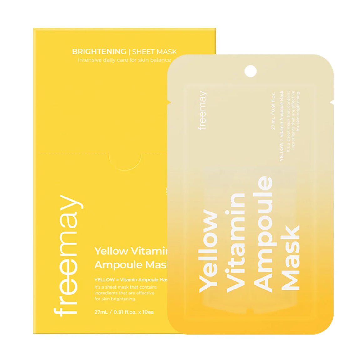 FREEMAY Yellow Vitamin Ampoule Mask (27ml x 10) 프리메이 옐로우 비타민 앰플 마스크