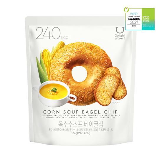 DELIGHT PROJECT Corn Soup Bagel Chip (55g/ 240 kcal) 딜라이트 프로젝트 옥수수스프 베이글칩