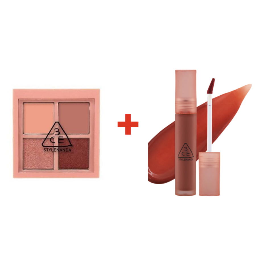 ((Crazy Clearance)) 3CE Mini Multi Eye Color Palette- Closing Out (3.2g) 3CE 4格眼影山楂盘+3CE Blur Water Tint # Sepia 水感雾面唇釉 # Sepia