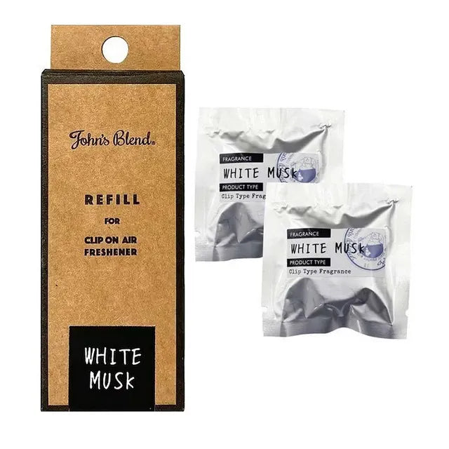 JOHN'S BLEND Refills for Clip Air Freshner for Car- White Musk (2 Refills)