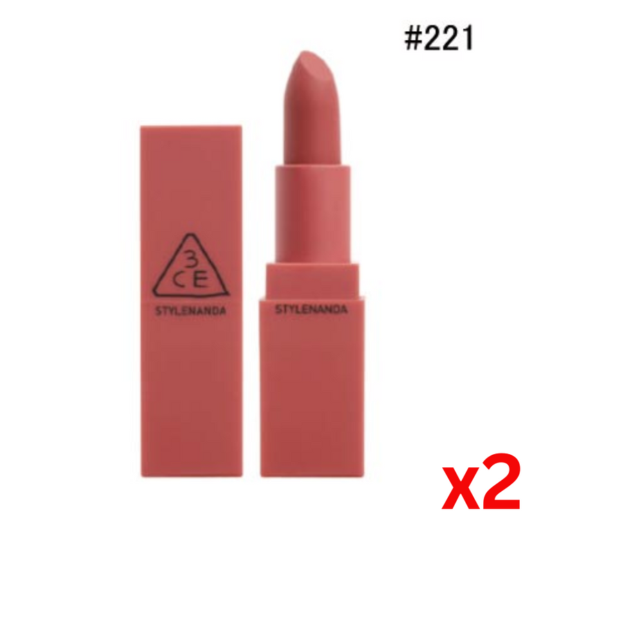 ((BULK SALE)) 3CE Mood Recipe Matte Lip Color #221 Mellow Flower 3 CONCEPT EYES 霧面口紅玫瑰紅Exp:2024.09.26x2