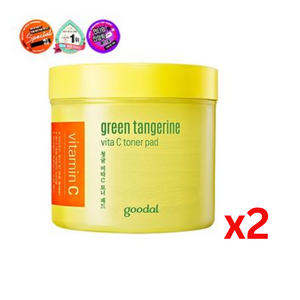 ((Crazy Clearance)) GOODAL Green Tangerine Vita C Toner Pad (70pcs) 果達兒濟州青橘維他命C補水提亮爽膚棉片 70片入 x2