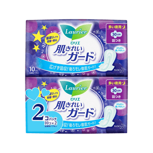 LAURIER Speed+ Soft Overnight Sanitary Napkin with Wings 30cm, (10 pcs x 2 packs)