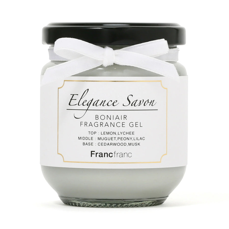 FRANCFRANC Boniair Fragrance Gel- Elegance Savon (180g) ルームフレグランスボニエール 消臭 フレグランスジェル ホワイト （エレガンスサボン)