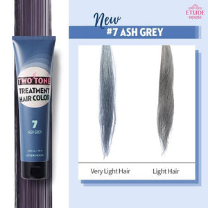 ((Crazy Clearance))愛麗小屋七天護髮染髮劑 ETUDE HOUSE Two Tone Treatment Hair Color #7 Ash Grey BBD:2025.07.20