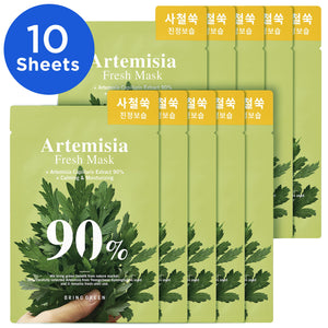 BRING GREEN Artemisia Fresh Mask (10 x 20g) [글로벌용] 브링그린 쑥세라프레시마스크10매