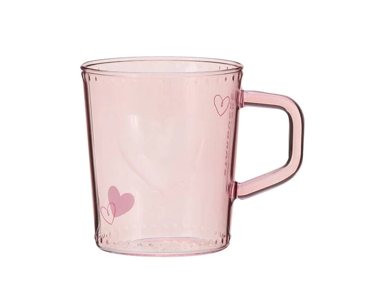 STARBUCKS 2023 Valentine's Day Limited Heart Heat Resistant Glass Mug (355ml) 星巴克2023情人节限定 粉色玻璃杯355ml"