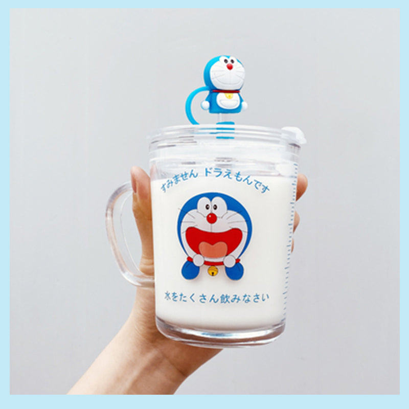 Glass Coffee/Milk Sealable Cup/Bottle 卡通小叮噹貓耐熱玻璃水杯