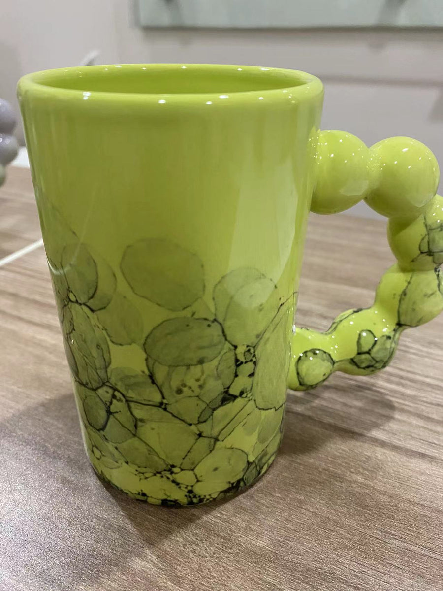 Nordic ins style mug tanghulu handle coffee cup (280ml) - Gray Goose / GreenYellow  北歐ins風 糖葫蘆球球手柄咖啡杯 - 灰色 / 嫩綠色