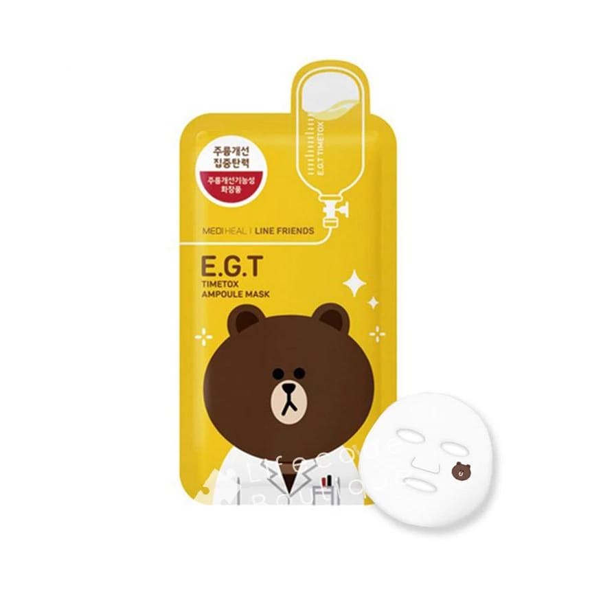 (($ 1 SALE)) MEDIHEAL Line Friends E.G.T Timetox Ampoule Mask (Single Piece) Exp.2022.04.23