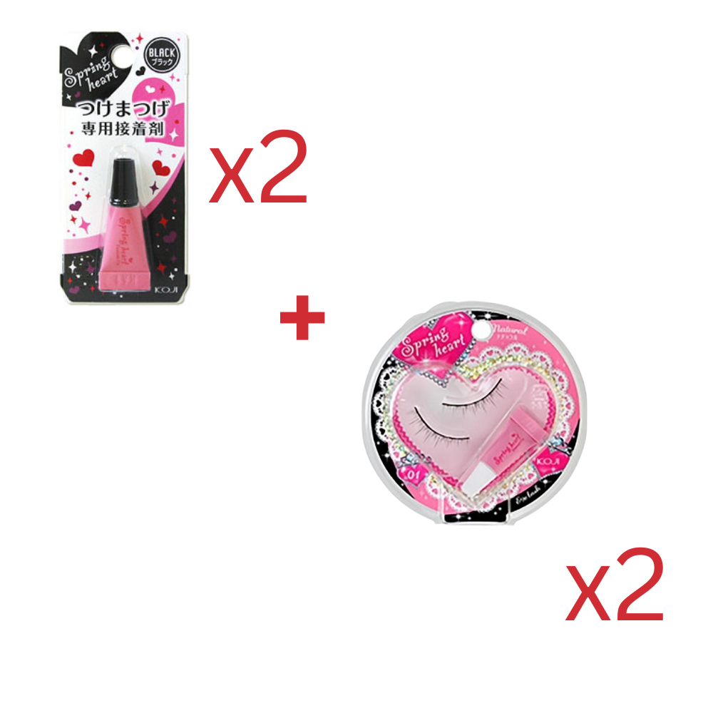 ((Crazy Clearance))  KOJI Springheart Black Eyelash Glue +Thick Eyelash- 1 pair