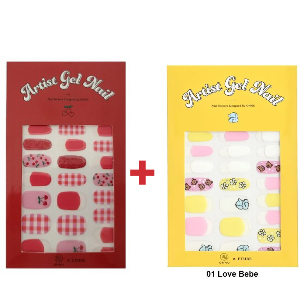 ((Crazy Clearance)) ETUDE HOUSE Artist Gel Nail Sticker - ONNU x ETUDE No. 1 &No. 2(1 set) 愛麗小屋玩色美甲凝膠指甲貼紙 #01/#02