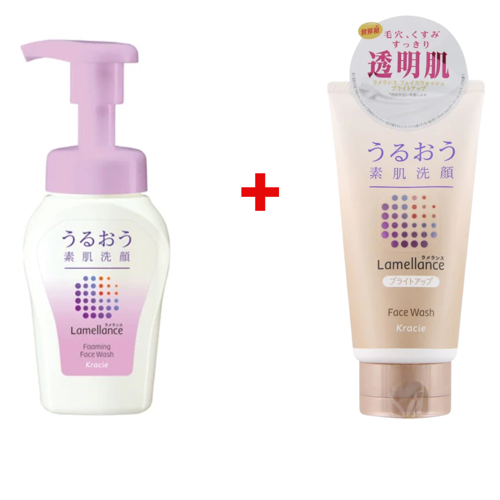 ((Crazy Clearance)) KRACIE LAMELLANCE Premium Foaming Face Wash (160ml) + KRACIE LAMELLANCE Bright Up Face Wash (110g)