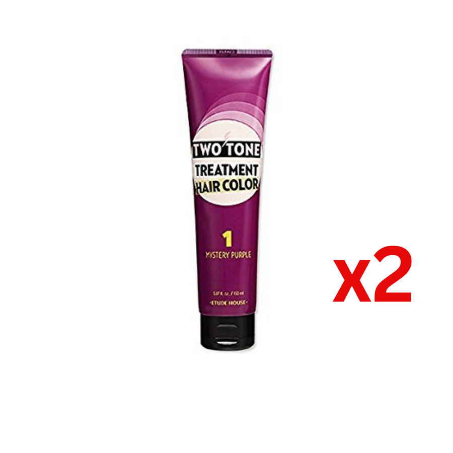 ((Bulk Sale)) ETUDE HOUSE Two Tone Treatment Hair Color #1 Mystery Purple (150ml) 愛麗小屋七天護髮染髮劑 투톤트리트먼트헤어컬러1호미스테리퍼플x2