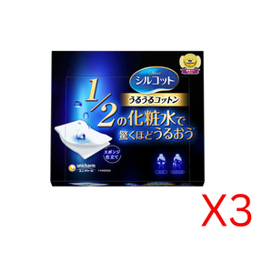 ((Crazy Clearance)) UNICHARM Silcot Uruuru Sponge Facial Cotton 40 Sheets 尤妮佳1/2省水化妝棉 X3